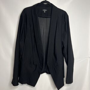 Torrid Womens Plus SZ 4 (XXL) Black Classic Long Line Crepe Blazer Coat